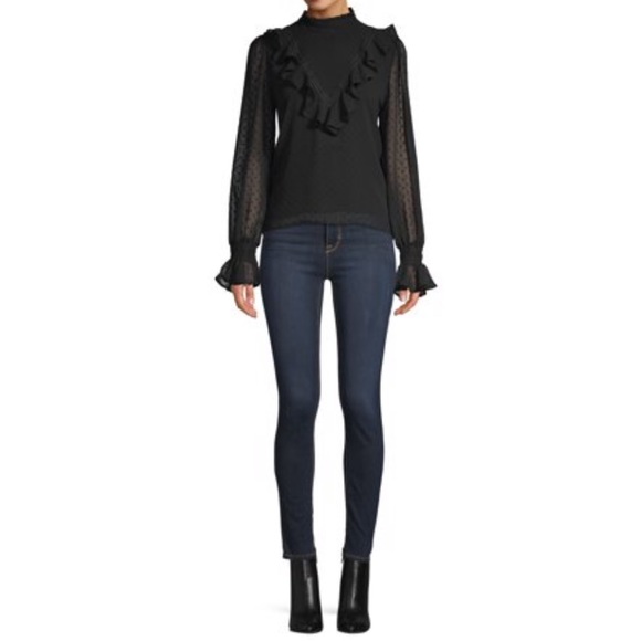 NWT High Neck Ruffle Blouse Size L - Picture 2 of 7